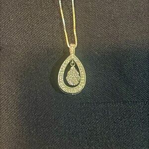 White gold pave diamond necklace